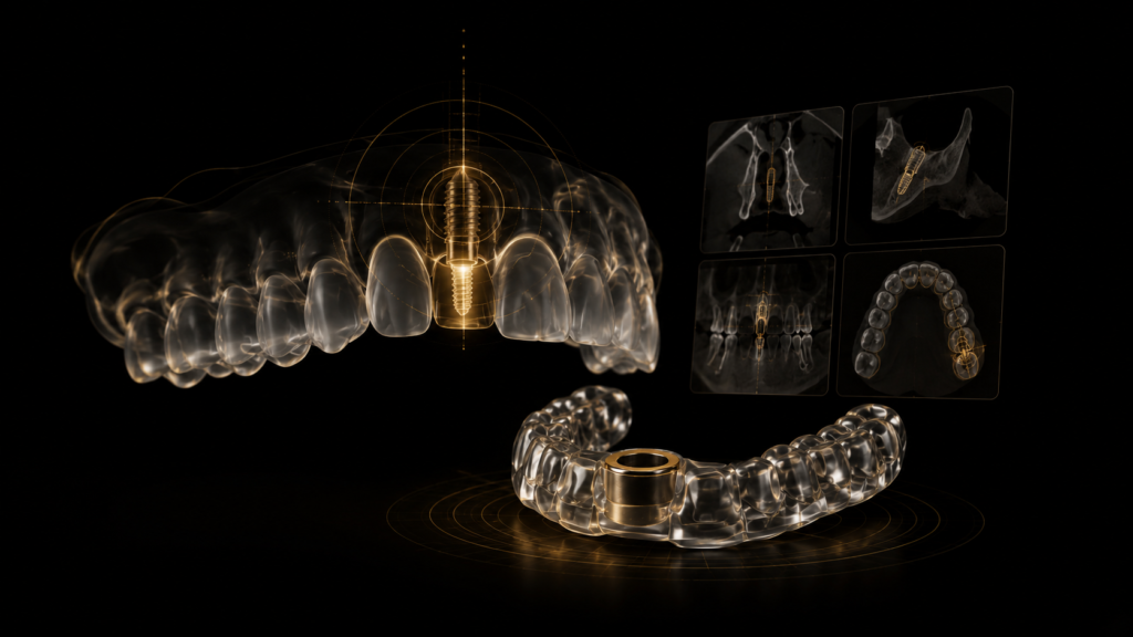 Guía quirúrgica para implante dental anterior diseñada con inteligencia artificial en odontología a partir de una tomografía CBCT