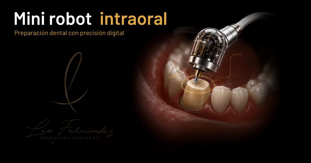 Mini robot dental intraoral que ejecuta preparaciones dentales planificadas digitalmente