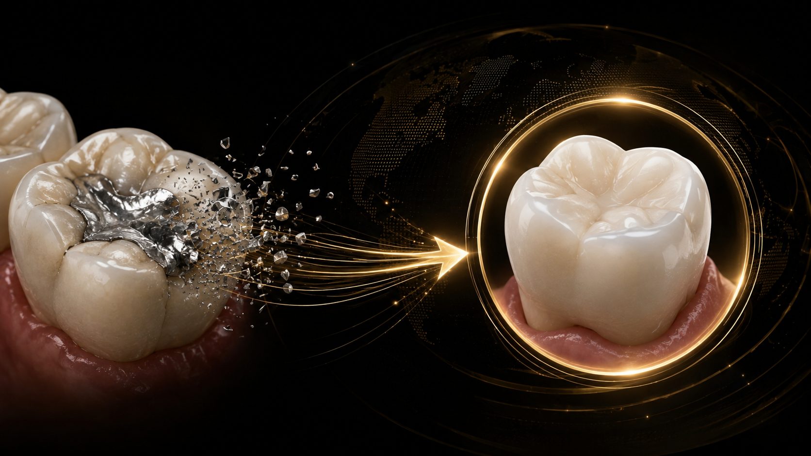 Amalgama dental reemplazada por una restauración estética libre de mercurio
