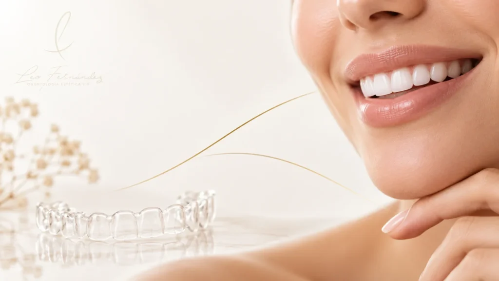 Alineadores transparentes de ortodoncia junto a una sonrisa alineada – Dr. Leo Fernández, Bogotá